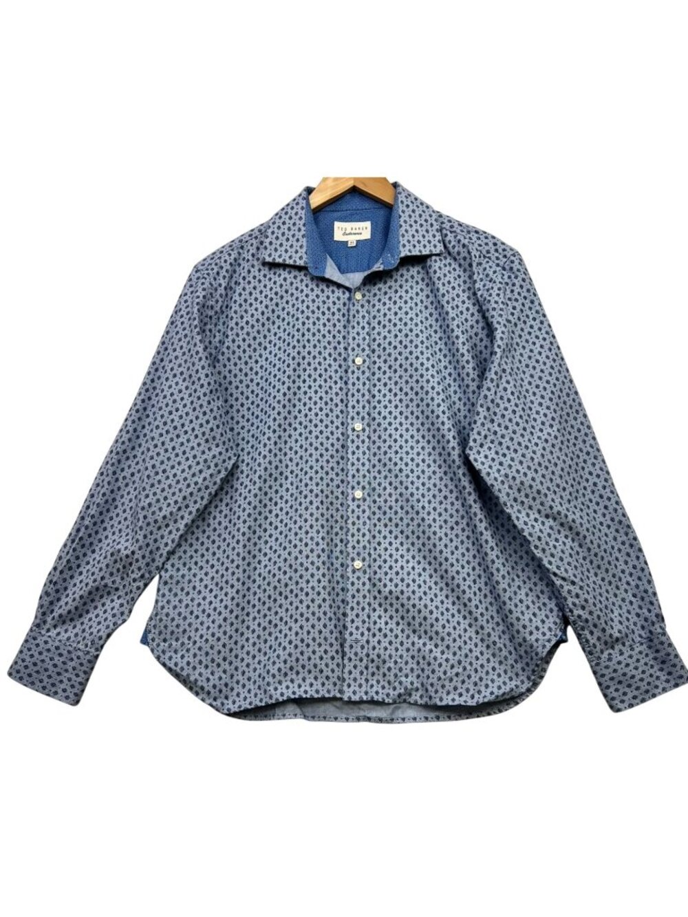 Ted Baker Endurance Men's Button Up Shirt Long Sleeve Sz 16.5 Blue Rajmata Print
